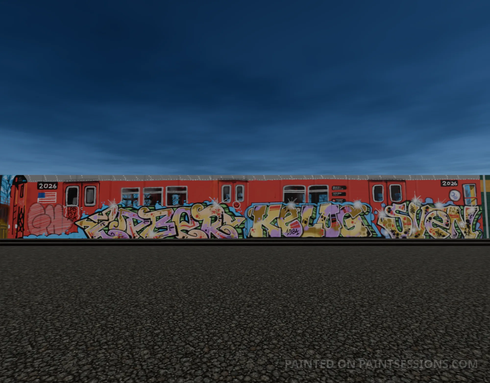The Redbird online graffiti collaboration painted across a red train