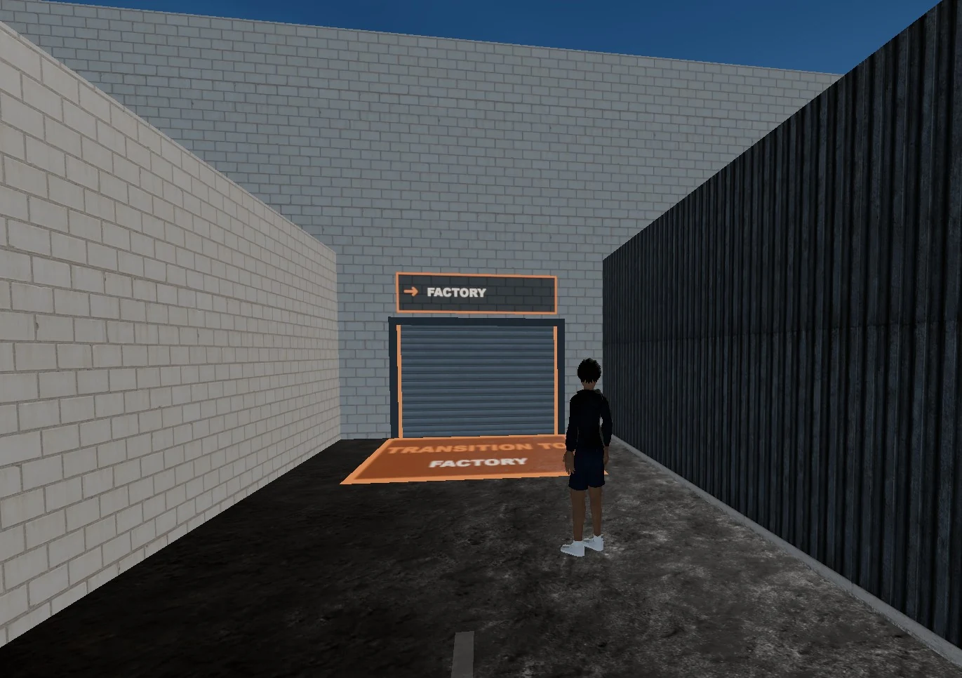 The marked Factory transition at the westernmost gate in the Art District