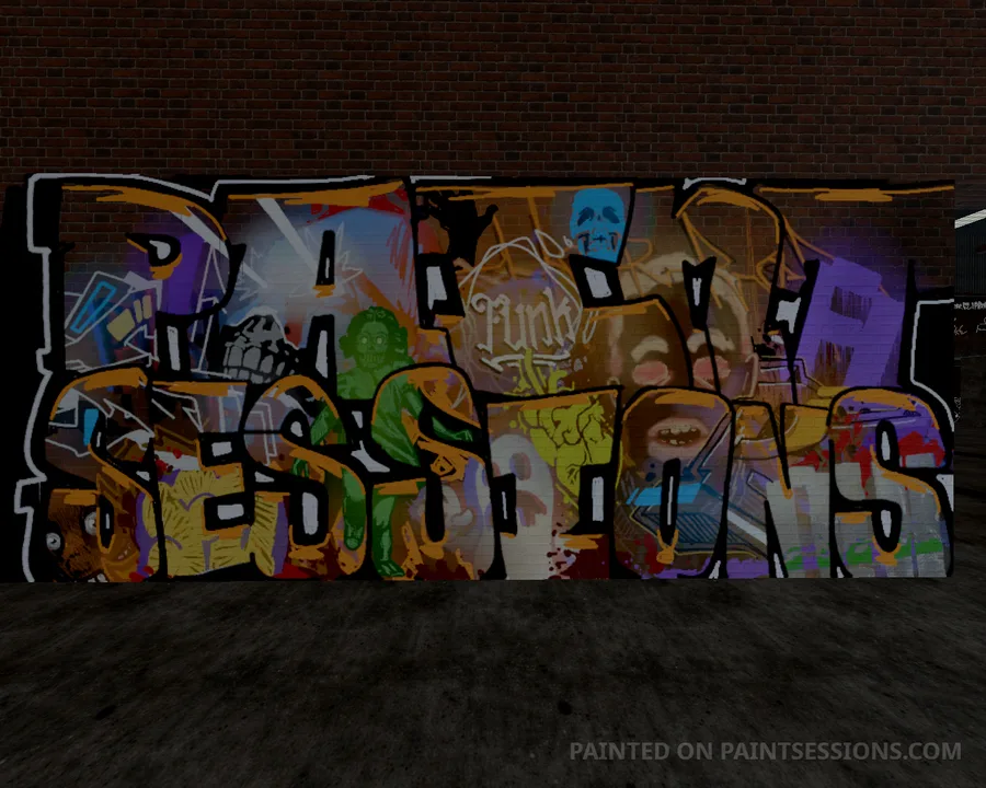 Collaborative PAINTSESSIONS mural filled with Halloween characters